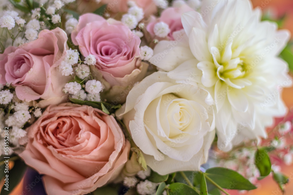 Flowers and roses for the bridal bouquet