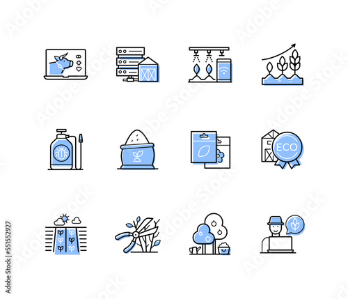Agriculture and farming - modern colorful line design style icons