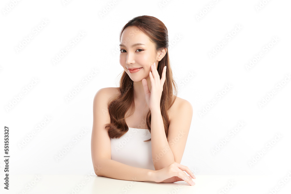 Beautiful young asian woman with clean fresh skin on white background, Face care, Facial treatment, Cosmetology, beauty and spa, Asian women portrait. Beautiful young asian woman with clean fresh skin on white background, Face care, Facial treatment, Cosmetology, beauty and spa, Asian women portrait.
