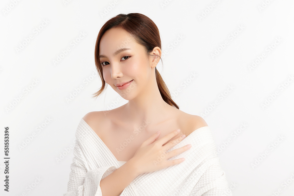 Beautiful young asian woman with clean fresh skin on white background, Face care, Facial treatment, Cosmetology, beauty and spa, Asian women portrait. Beautiful young asian woman with clean fresh skin on white background, Face care, Facial treatment, Cosmetology, beauty and spa, Asian women portrait.