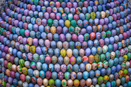 Many colorful Easter eggs photo