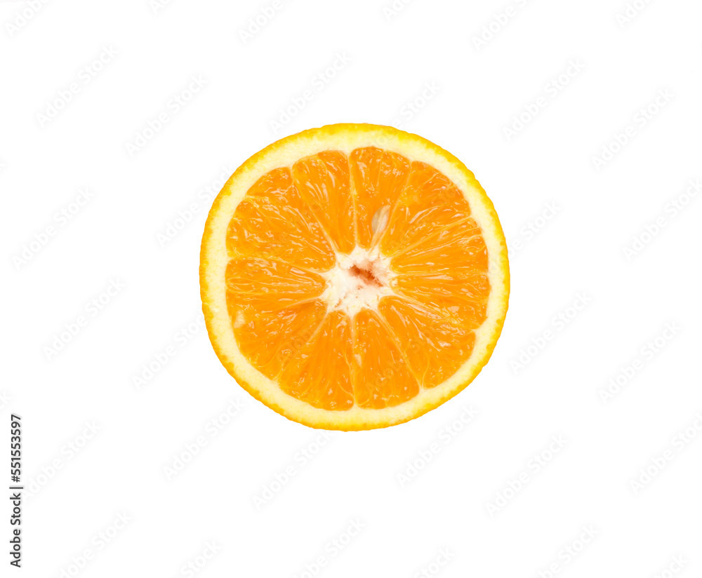 fresh orange sllice isolated on white, top view fresh orange sllice isolated on white, top view