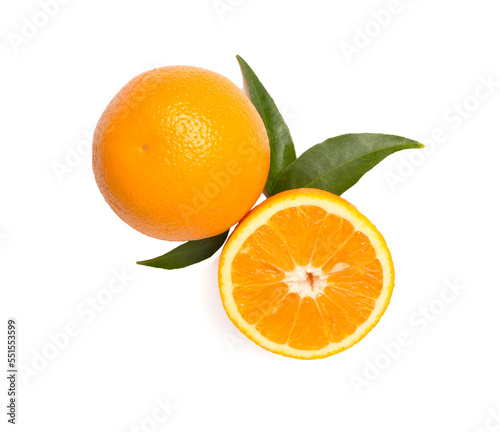 Fresh oranges isolated on white  top view