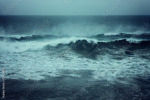 Stampa su tela Sea wave during storm in atlantic ocean