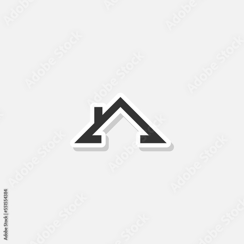 Home roof icon sticker isolated on white