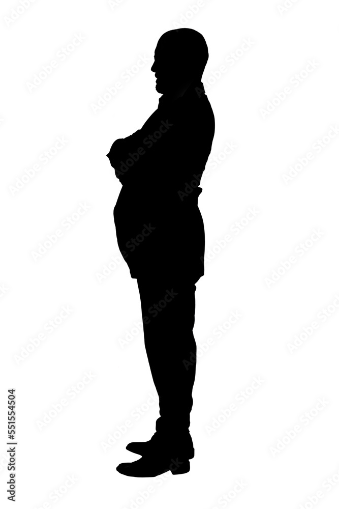 bald man with glasses on white background,profile