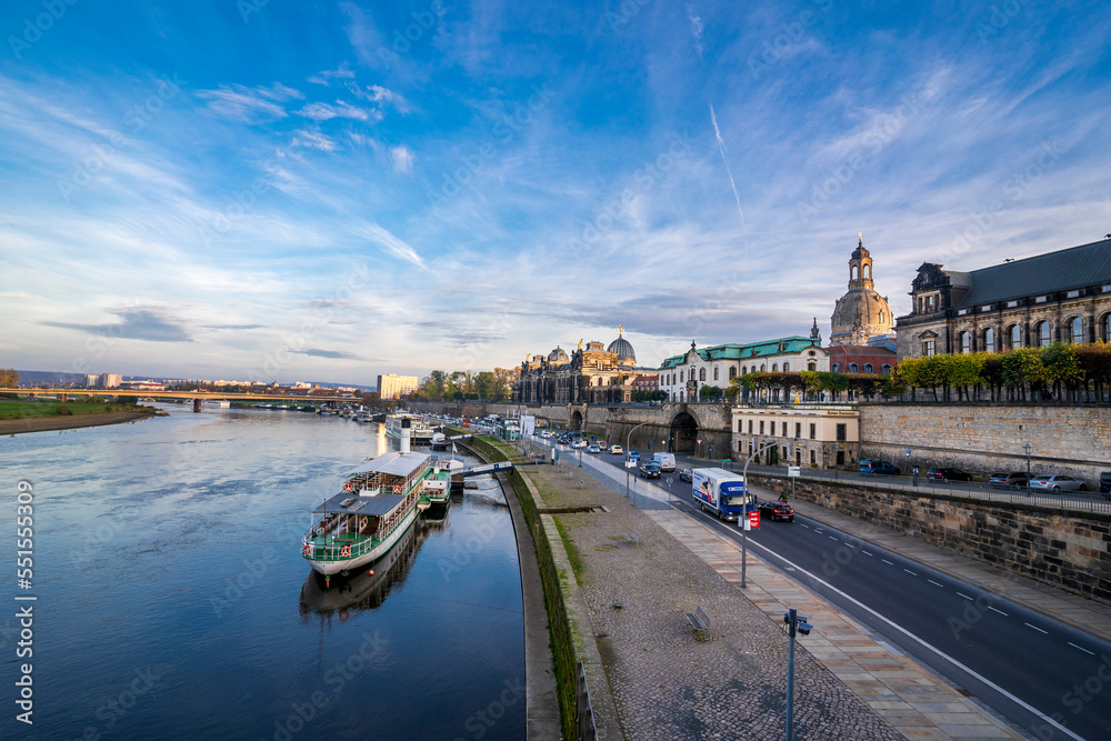 Dresden Elbe River riverside view in Gremany