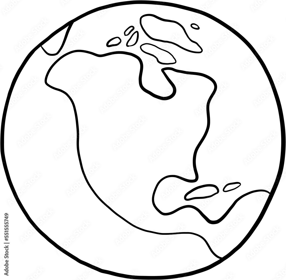 earth doodle freehand drawing. 