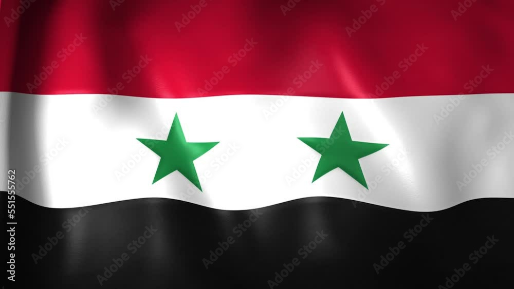 Animation of Syria flag. 4K. Syrian Arab Republic flag flying, Syrian flag animation
Animation of Syria flag. 4K. Syrian Arab Republic flag flying, Syrian flag animation