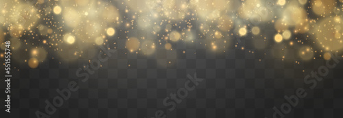 Bokeh lights effect isolated on png background. Soft blured bokeh and lights. Festive golden luminous background. Vector Christmas concept isolated on transparent background