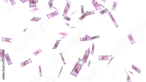 Money rain 3D background in 4k Rupee Rain on a Green Screen. Animation of Rupees falling on green screen or chroma key, concept of business success, inflation, rich, millionaire, lottery,