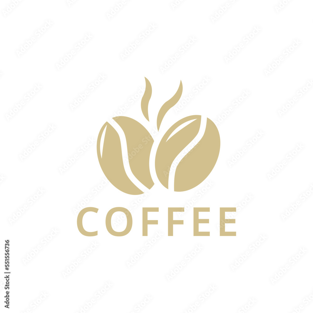 Coffee logo, Isolated coffee beans on white background Coffee logo, Isolated coffee beans on white background