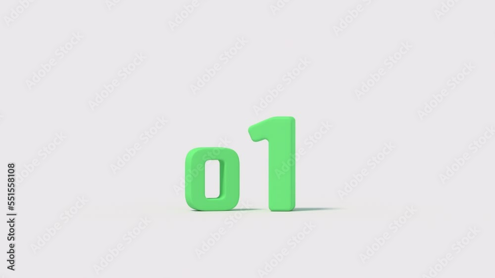 Zero and one binary symbols. 3D render animation Zero and one binary symbols. 3D render animation