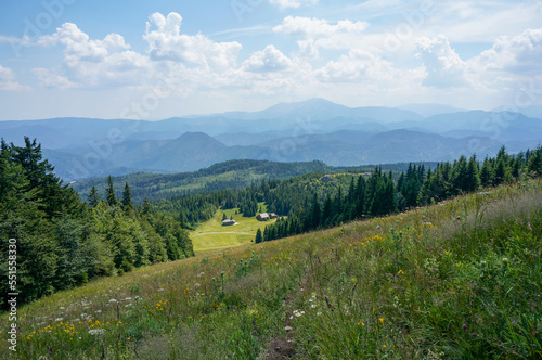 Wonderful alp landscape scenery in lower austria. view from Unterberg near Muggendorf to mount Schneeberg, Lower Austria, Austria