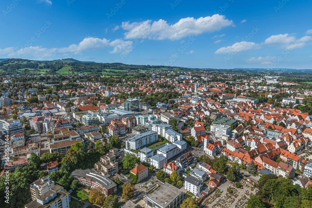 Ausblick auf die Innenstadt von Kempten im Allgäu