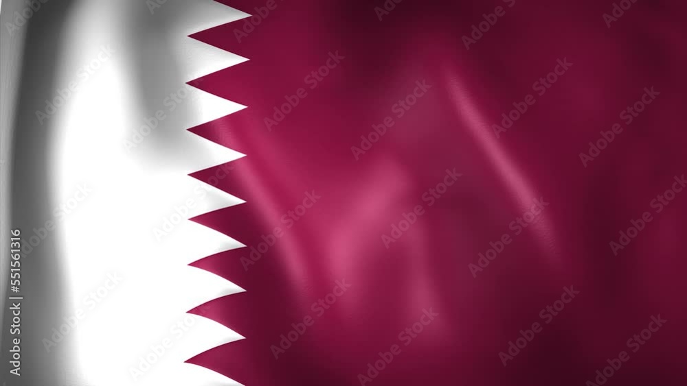Animation of State of Qatar flag. 4K. Qatar flag flying, Qatar flag ,	