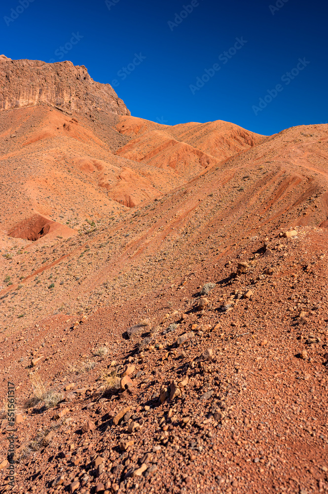 Desert mountains landscape in the vicinity of Dades Gorges, Boumalne Dades, Morocco. Desert mountains landscape in the vicinity of Dades Gorges, Boumalne Dades, Morocco.