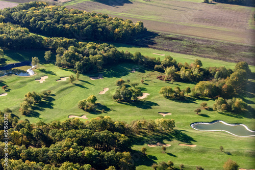 vue aérienne du golf de Guerville dans les Yvelines en France