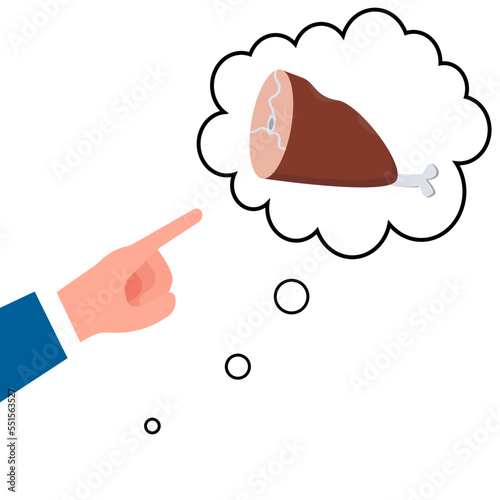 icon of a hand pointing to the thought of food