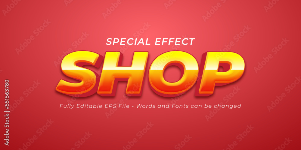Shop editable text effect 3d style template
