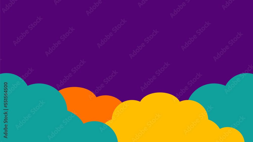 playful paper cut clouds on purple sky background