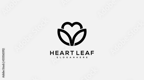 Heart leaf logo, healthy heart logo vector design template