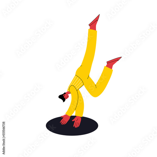 Search, explore concept. Different people coming, flying, jumping, looking through and out of holes. Happy enthusiastic funny men and women. Graphic vector illustration