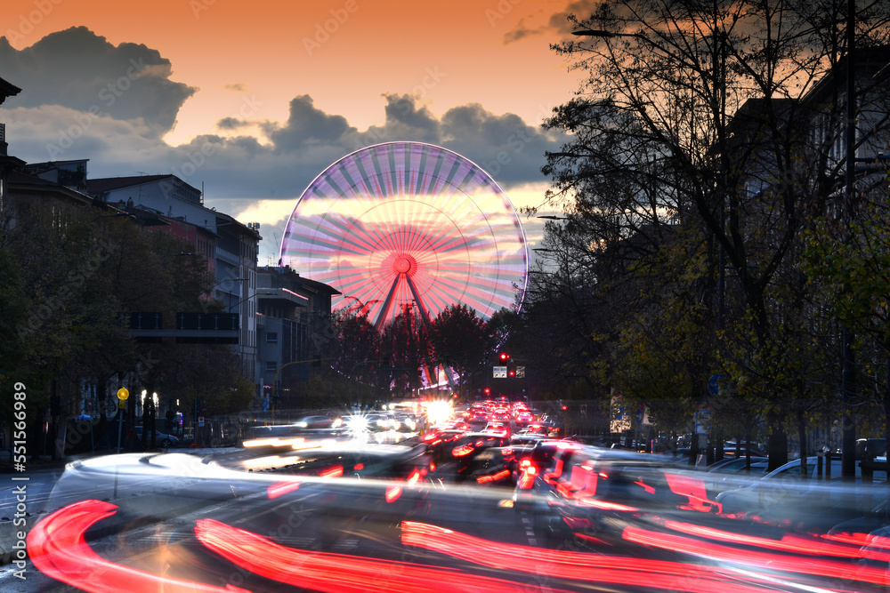 Christmas Holidays, illuminated Ferris wheel with