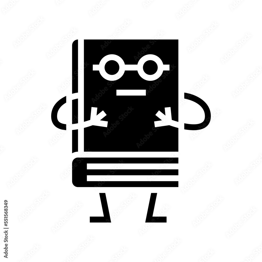 book stationery character glyph icon vector. book stationery character sign. isolated symbol illustration book stationery character glyph icon vector. book stationery character sign. isolated symbol illustration