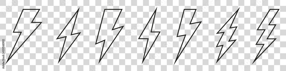 Vector electric lightning bolt logo set isolated on white background ...
