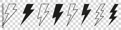 Wallpaper Mural Vector electric lightning bolt logo set isolated on white background for electric power symbol, poster, t shirt. Thunder icon. Storm pictogram. Flash Torontodigital.ca
