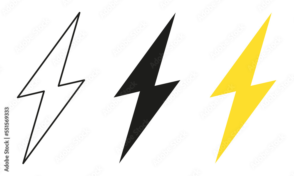Vector electric lightning bolt logo set isolated on white background ...
