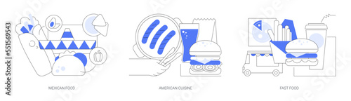 American food abstract concept vector illustrations.