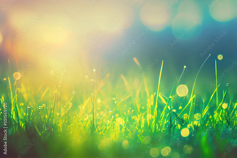 Green grass background with blurred background