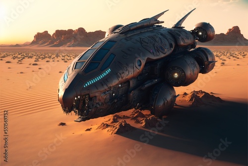 Fotografia future spaceship aircraft technology, battleship design, science fiction jet fig