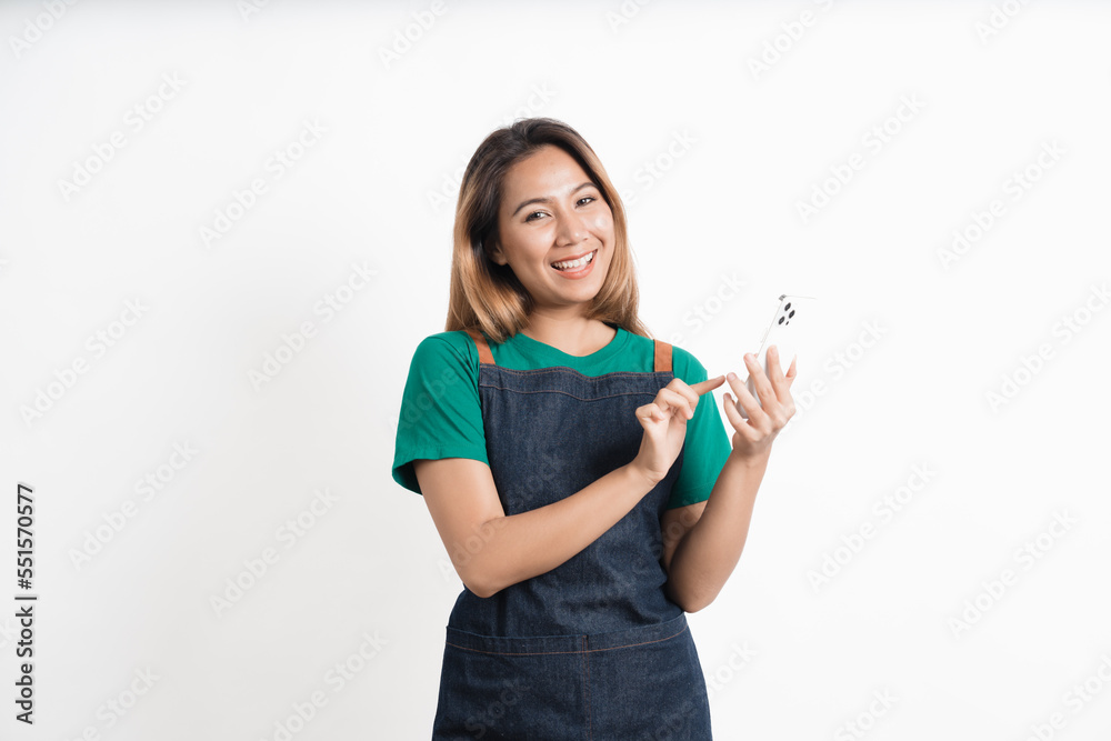 Young Asian business owners are excited by the good news while playing on their mobile phones isolate on white background, clipping path. Young Asian business owners are excited by the good news while playing on their mobile phones isolate on white background, clipping path.