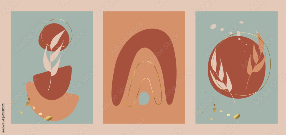 Abstract boho posters with gold elements Abstract boho posters with gold elements