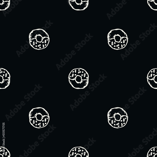 Seamless cake pattern. Sweets and candy background. Doodle vector illustration with sweets and candy icons