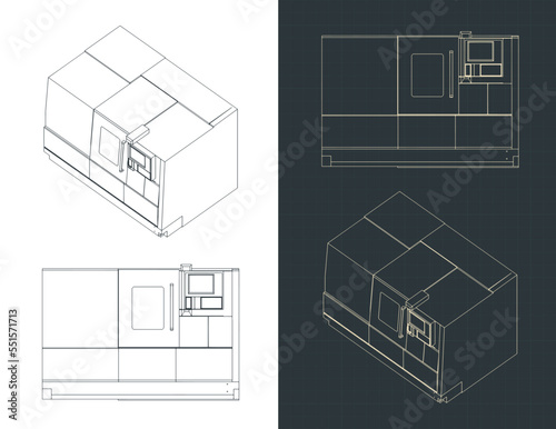 CNC turning milling machine blueprints