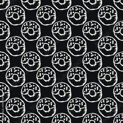 seamless donut pattern. Doodle vector pattern with donut icons. donut background