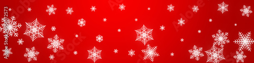 White Snow Vector Red Panoramic Background. Light