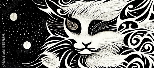 Cat, city and moon, pattern, tattoo idea. wallpaper