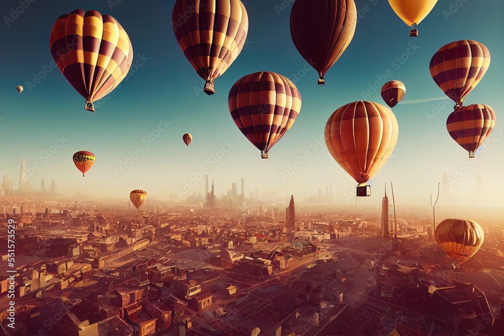 Obraz premium Hot air Balloon in flight Above the Nature