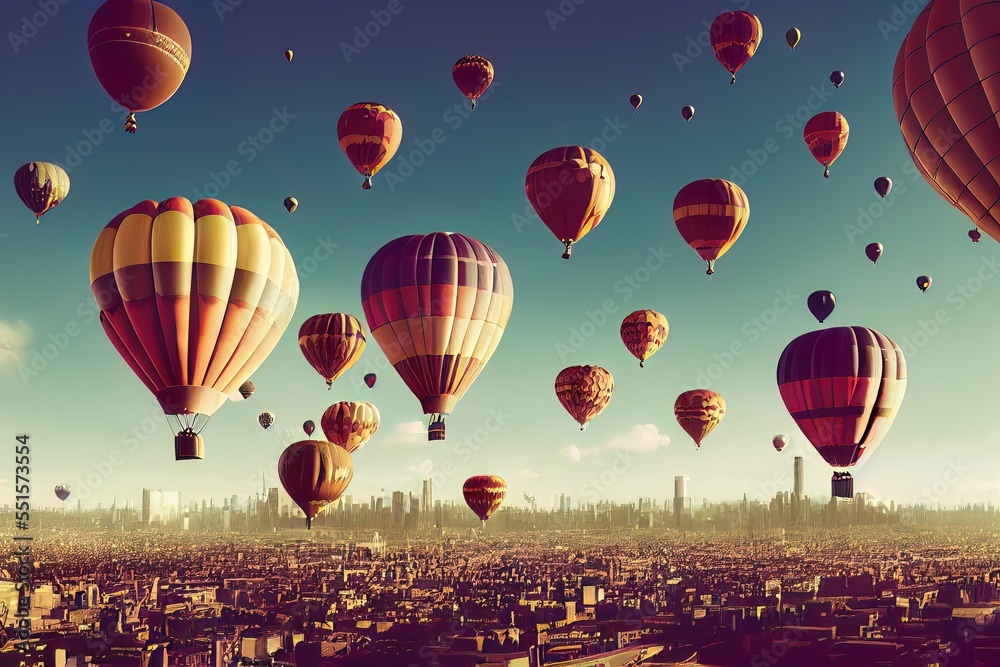 Obraz premium Hot air Balloon in flight Above the Nature