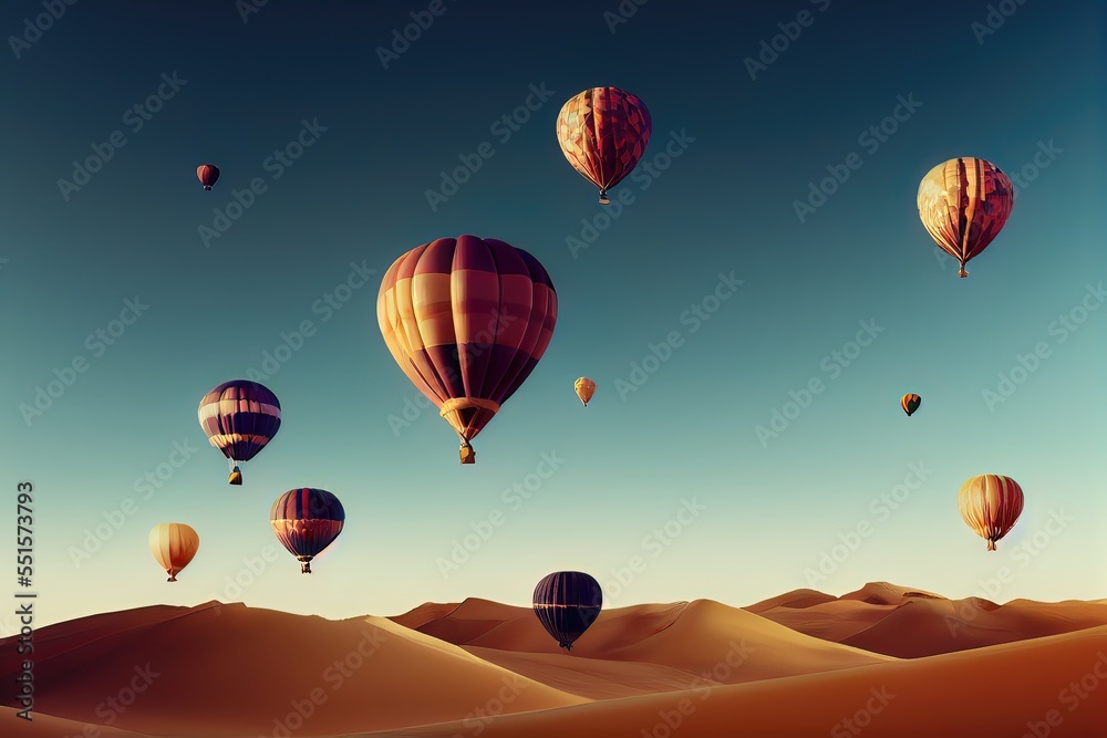 Hot air Balloon in flight Above the Nature