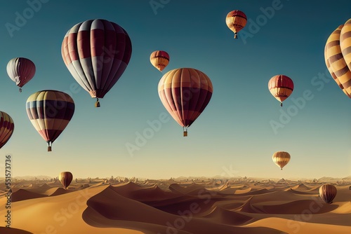 Hot air Balloon in flight Above the Nature