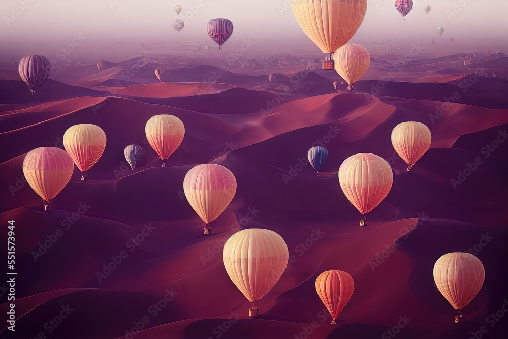 Fototapeta premium Hot air Balloon in flight Above the Nature