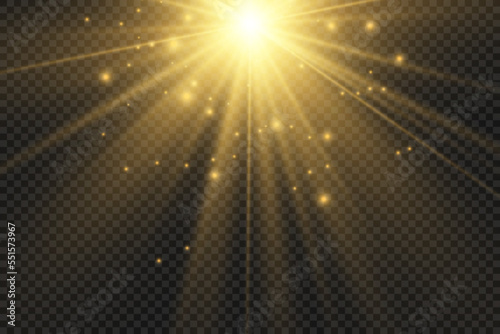 Special lens flash, light effect. The flash flashes rays and searchlight. illust.White glowing light. Beautiful star Light from the rays. The sun is backlit. Bright beautiful star. Sunlight. Glare.	
