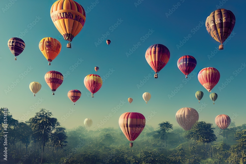 Fototapeta premium Hot air Balloon in flight Above the Nature