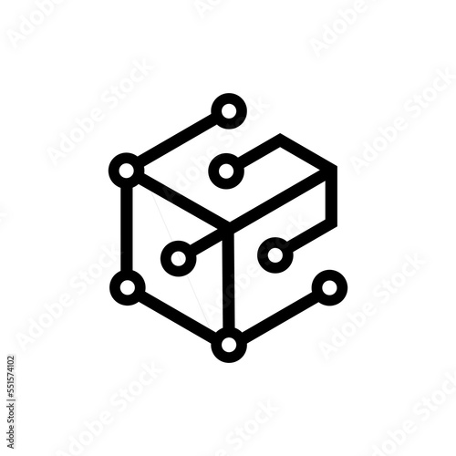 technology network vector logo design in black and white color